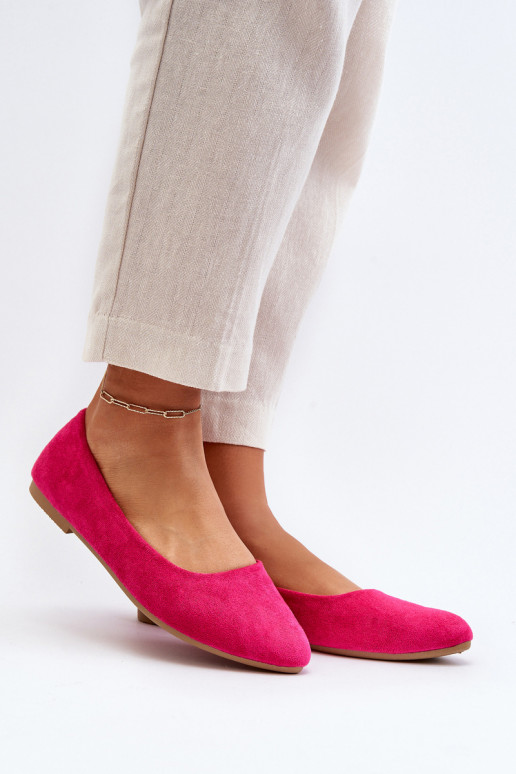 Women's Pink Suede Ballerina Flats Kommia