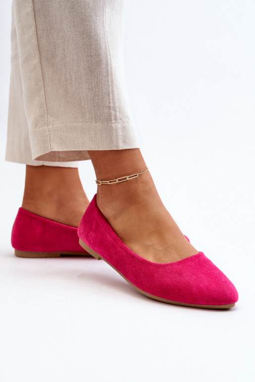 Women's Pink Suede Ballerina Flats Kommia