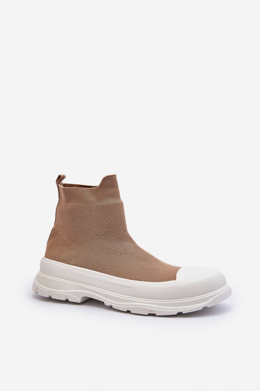 Women's Slip-On Sock Boots Brown Ilanae Women's Slip-On Sock Boots Brown Ilanae