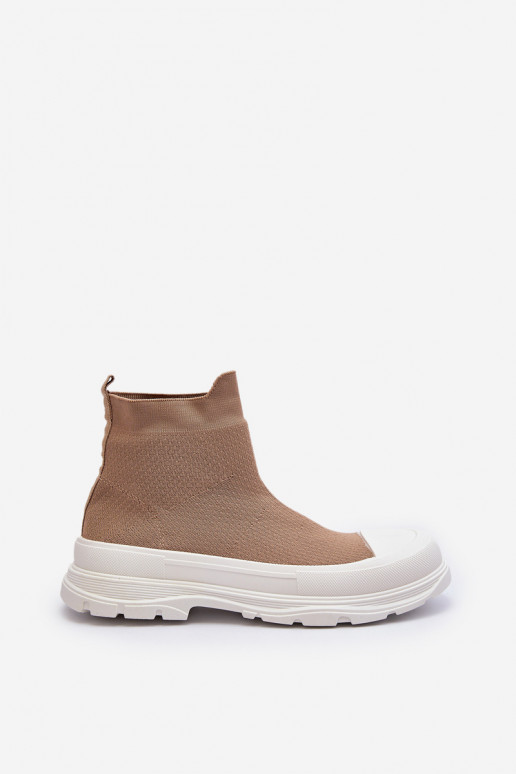 Women's Slip-On Sock Boots Brown Ilanae Women's Slip-On Sock Boots Brown Ilanae