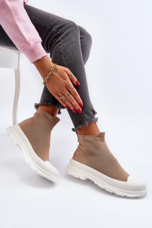 Women's Slip-On Sock Boots Brown Ilanae Women's Slip-On Sock Boots Brown Ilanae