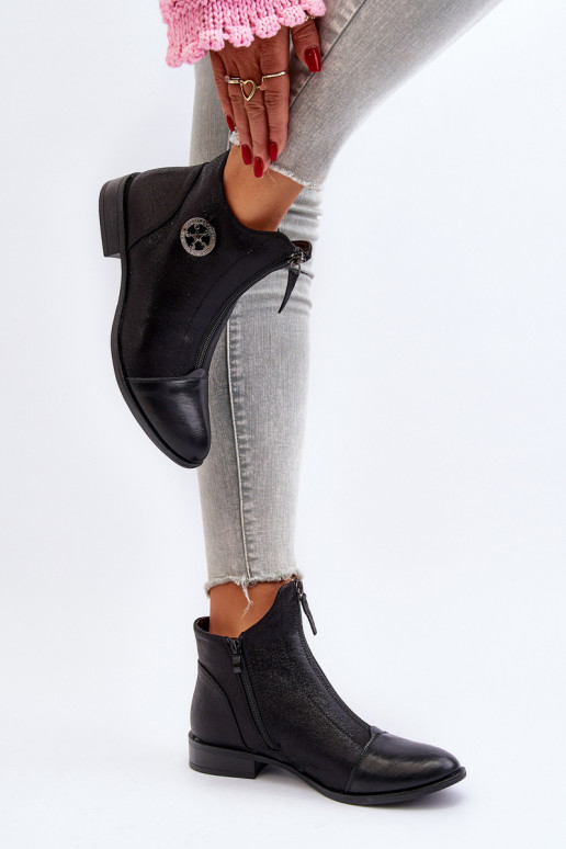 Women's Ankle Boots with Flat Heel and Zip Beige Loratie Women's Ankle Boots with Flat Heel and Zip Beige Loratie