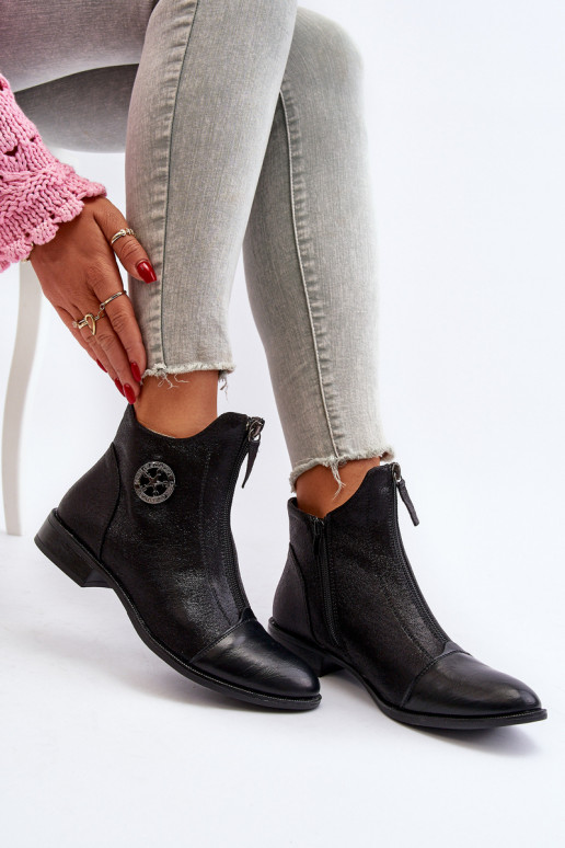 Women's Ankle Boots with Flat Heel and Zip Beige Loratie Women's Ankle Boots with Flat Heel and Zip Beige Loratie