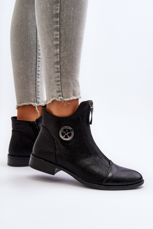 Women's Ankle Boots with Flat Heel and Zip Beige Loratie Women's Ankle Boots with Flat Heel and Zip Beige Loratie