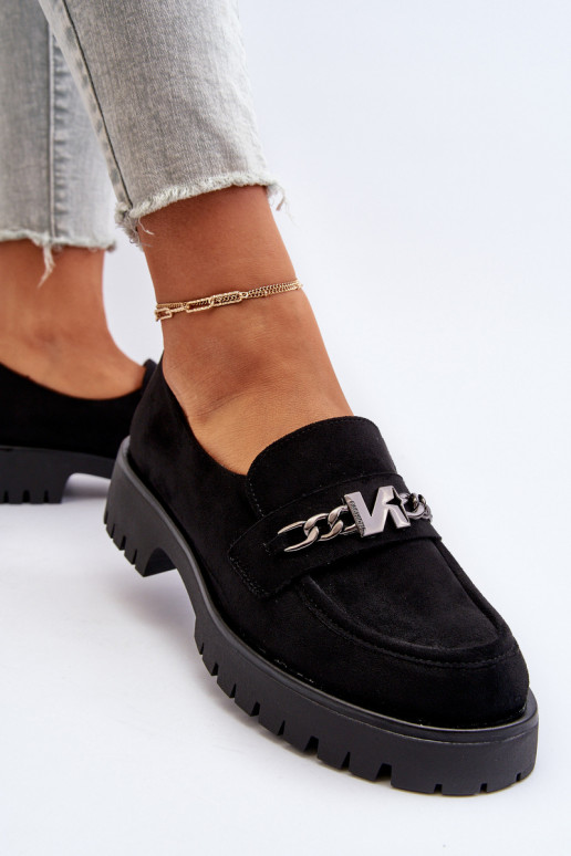 Black Suede Women's Moccasins with Decoration Loraleima Black Suede Women's Moccasins with Decoration Loraleima