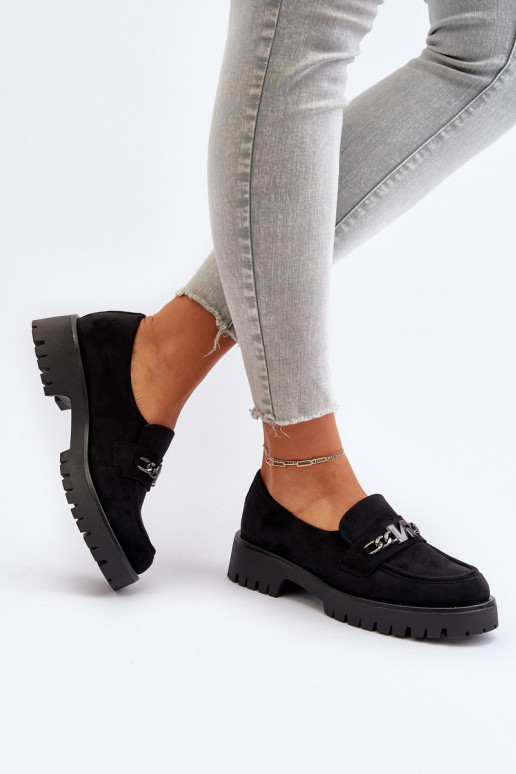 Black Suede Women's Moccasins with Decoration Loraleima Black Suede Women's Moccasins with Decoration Loraleima