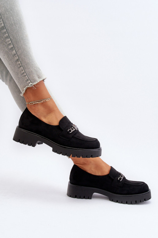 Black Suede Women's Moccasins with Decoration Loraleima Black Suede Women's Moccasins with Decoration Loraleima