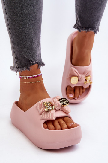 Women's Foam Flip Flops with Bow Pink Salessa 2