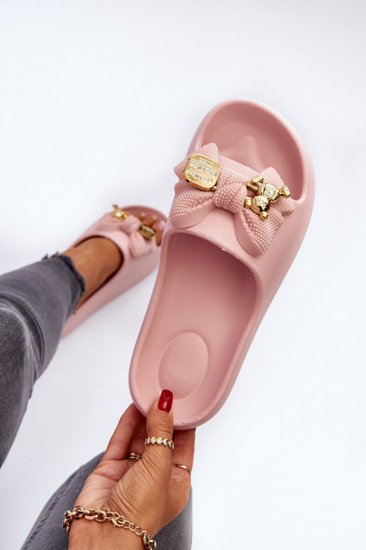 Women's Foam Flip Flops with Bow Pink Salessa