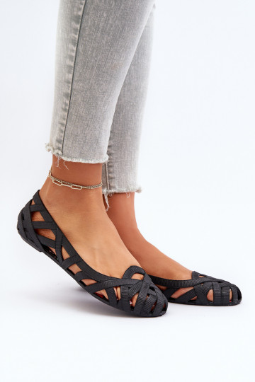 Women's Rubber Ballerina Flats Black Salam 2