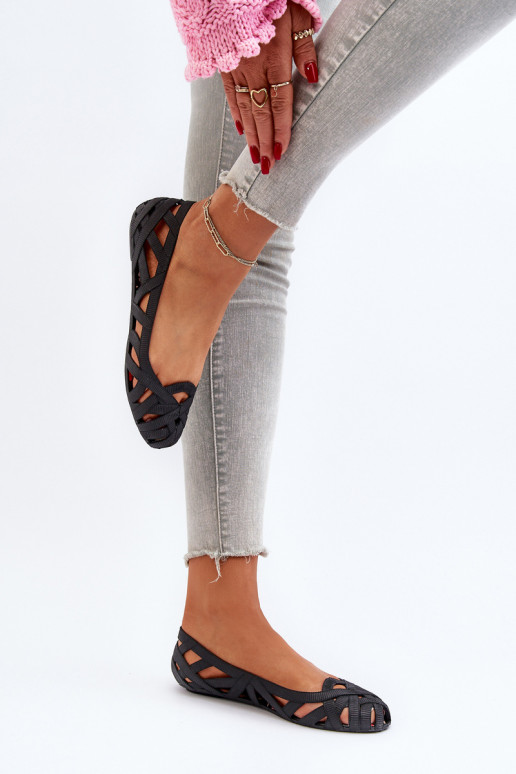 Women's Rubber Ballerina Flats Black Salam