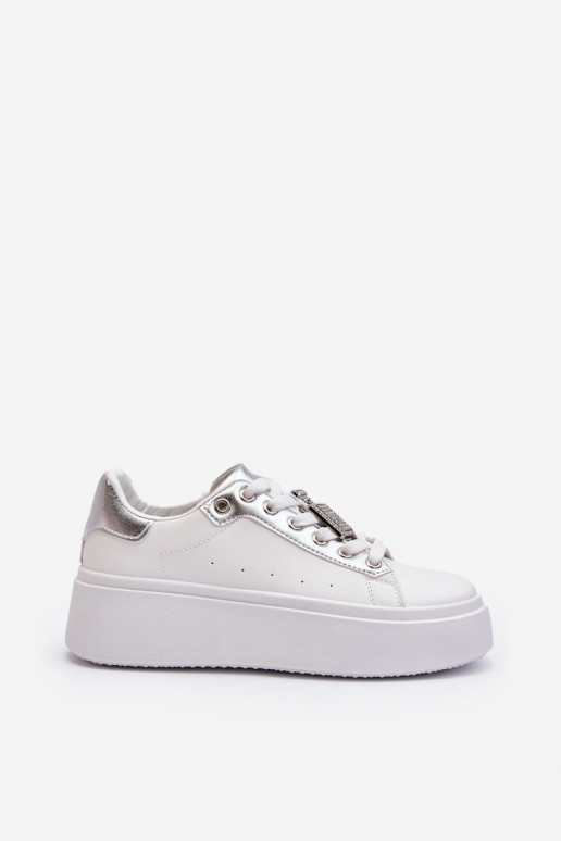 Sneakersy Damskie Z Ozdobą Białe Celedria