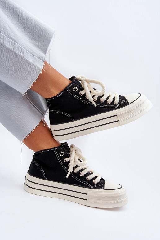 Women's Platform Sneakers Black Aineri