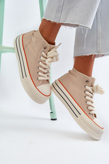 Women's Platform Sneakers Beige Aineri 2