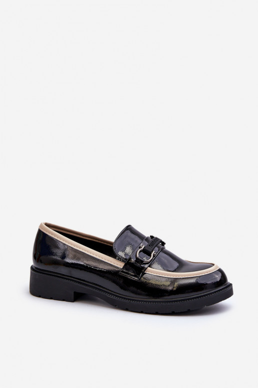 Women's Patent Leather Loafers Moccasins S.Barski HY336A Black Women's Patent Leather Loafers Moccasins S.Barski HY336A Black