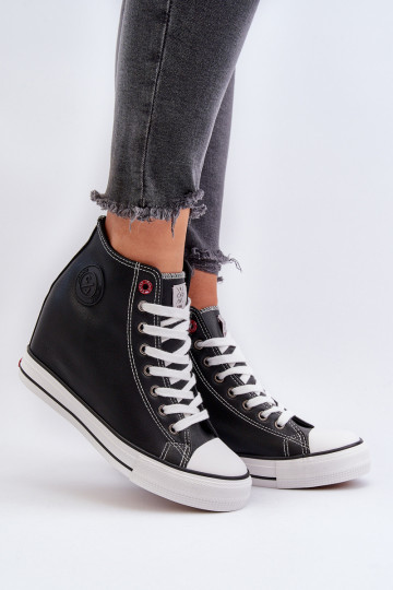 Trampki Damskie Na Koturnie Cross Jeans NN2R4005 Czarne 2