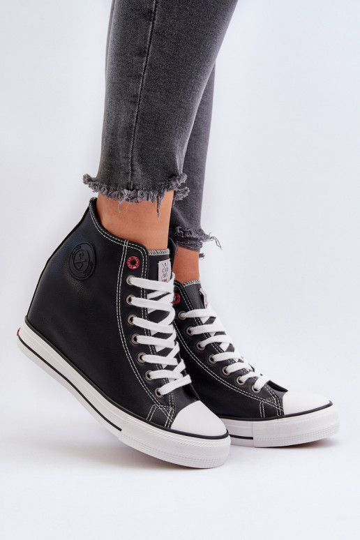 Trampki Damskie Na Koturnie Cross Jeans NN2R4005 Czarne