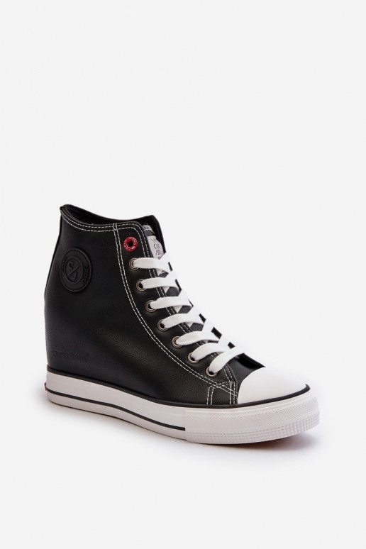 Trampki Damskie Na Koturnie Cross Jeans NN2R4005 Czarne
