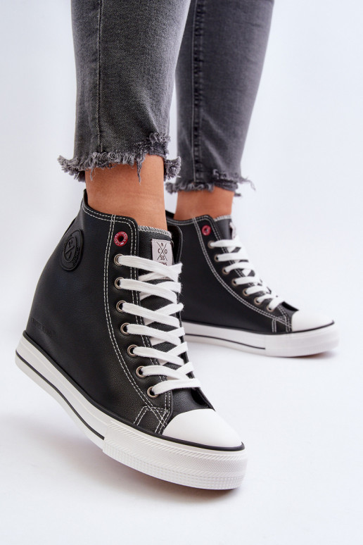 Trampki Damskie Na Koturnie Cross Jeans NN2R4005 Czarne