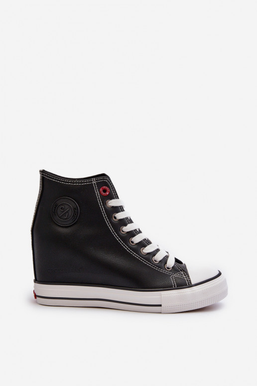 Trampki Damskie Na Koturnie Cross Jeans NN2R4005 Czarne