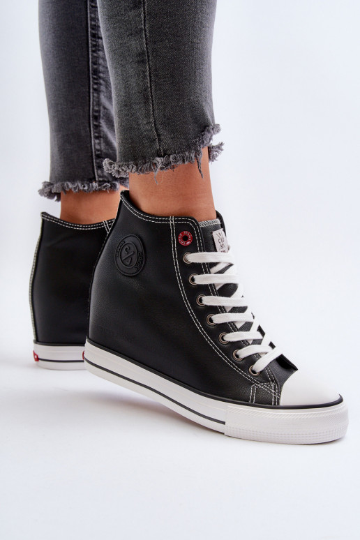 Trampki Damskie Na Koturnie Cross Jeans NN2R4005 Czarne