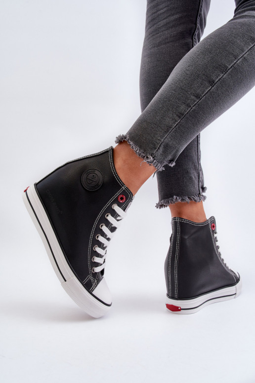 Trampki Damskie Na Koturnie Cross Jeans NN2R4005 Czarne