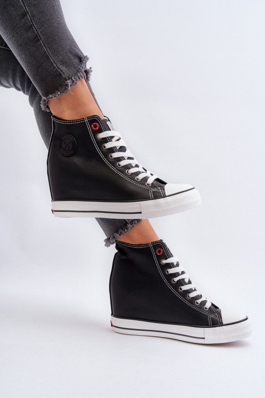 Trampki Damskie Na Koturnie Cross Jeans NN2R4005 Czarne