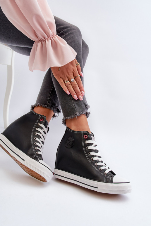 Women's Wedge Sneakers Cross Jeans NN2R4005 Black Women's Wedge Sneakers Cross Jeans NN2R4005 Black