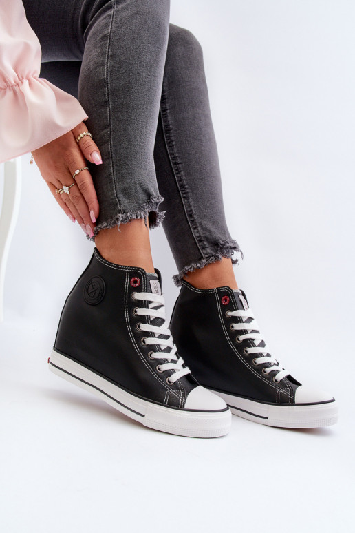 Trampki Damskie Na Koturnie Cross Jeans NN2R4005 Czarne