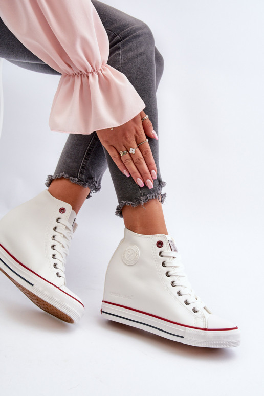 Women's Wedge Sneakers Cross Jeans NN2R4004 White Women's Wedge Sneakers Cross Jeans NN2R4004 White