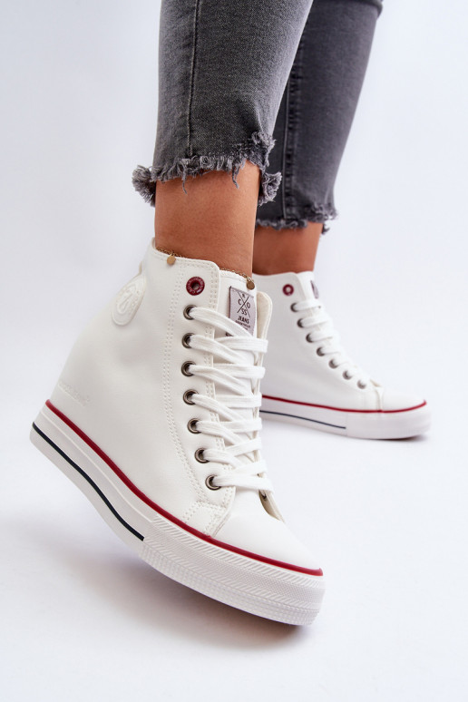 Women's Wedge Sneakers Cross Jeans NN2R4004 White Women's Wedge Sneakers Cross Jeans NN2R4004 White
