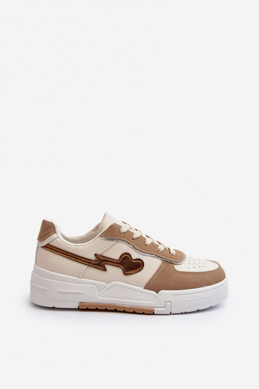 Sneakersy Damskie Na Platformie Beżowe Zeparine