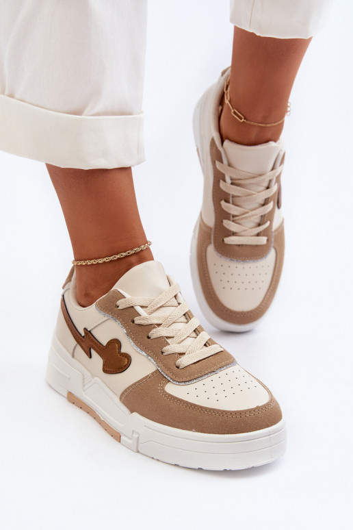Sneakersy Damskie Na Platformie Beżowe Zeparine