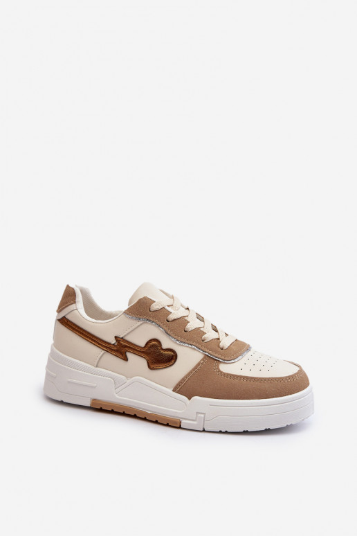 Sneakersy Damskie Na Platformie Beżowe Zeparine