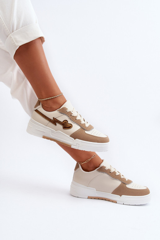 Sneakersy Damskie Na Platformie Beżowe Zeparine