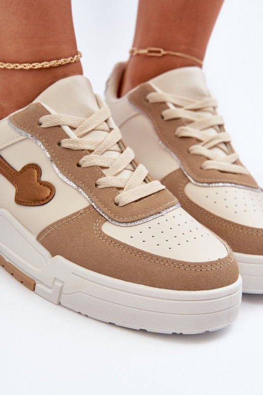 Sneakersy Damskie Na Platformie Beżowe Zeparine