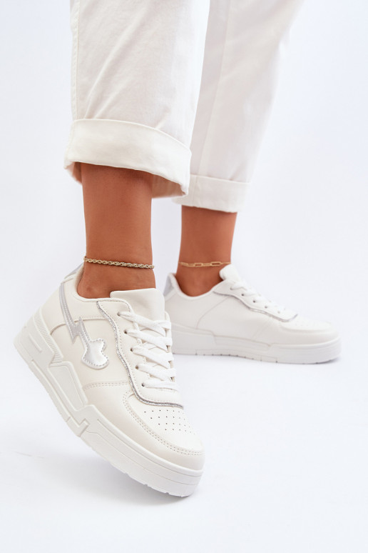 Sneakersy Damskie Na Platformie Białe Zeparine
