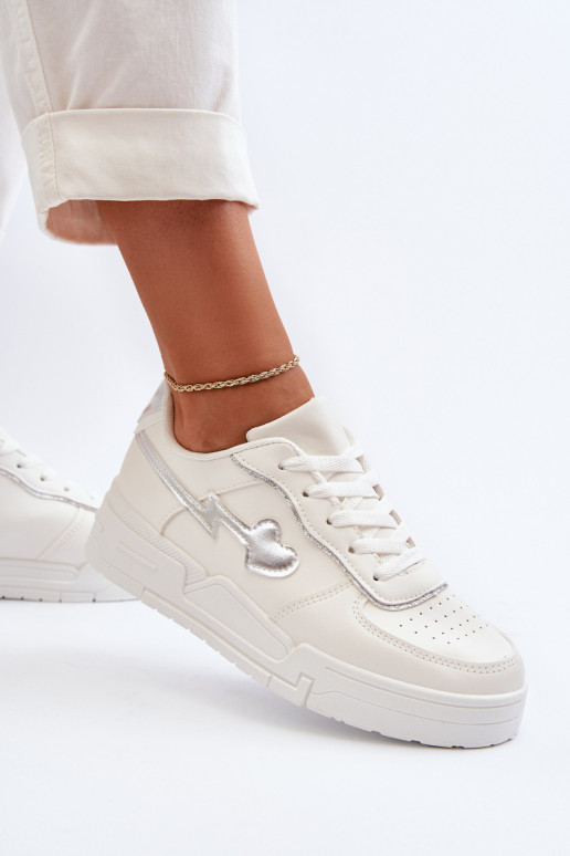 Sneakersy Damskie Na Platformie Białe Zeparine