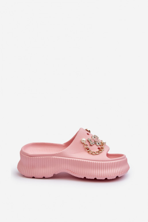 Women's Foam Flip-Flops with Pink Decorations Afariana