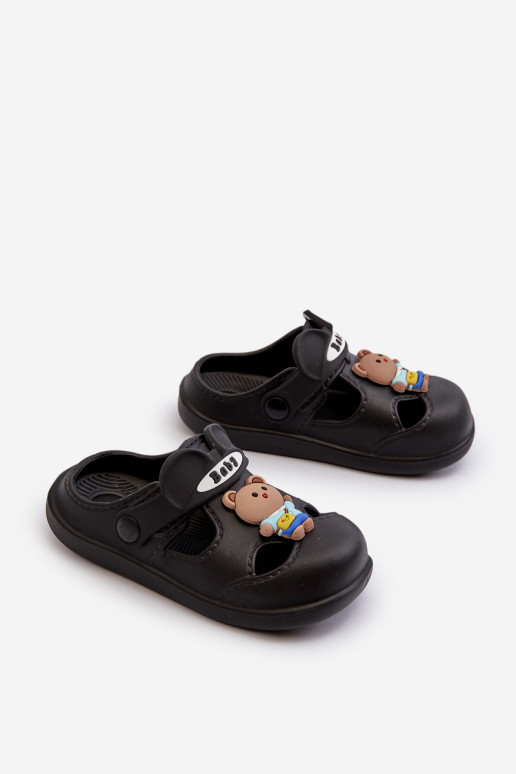 Children's Foam Flip-Flops with Decoration Black Opleja Children's Foam Flip-Flops with Decoration Black Opleja