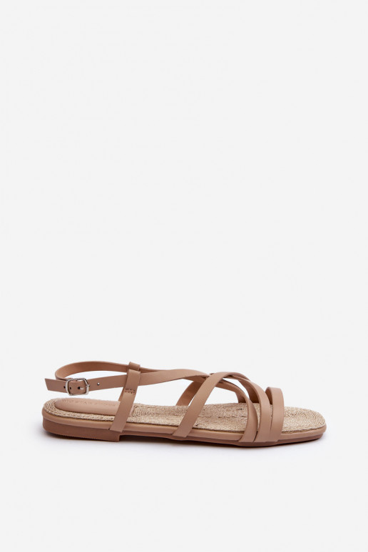 Płaskie Sandały Damskie Big Star NN274012 Beżowe