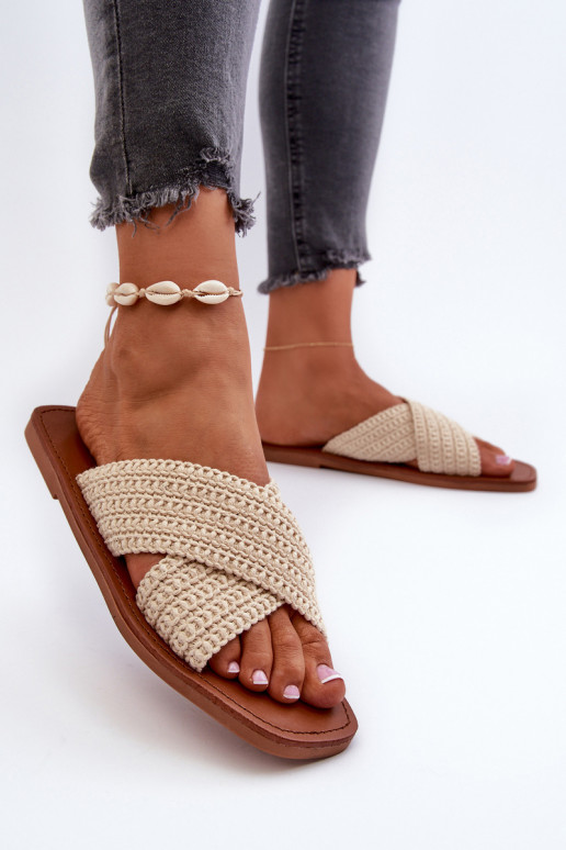 Women's Flat Sandals Big Star NN274078 Beige