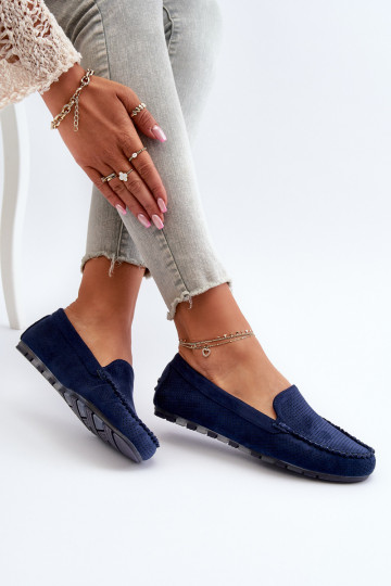 Women's Navy Suede Moccasins Ranica 2