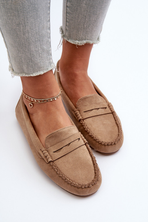 Classic Women's Suede Moccasins Dark Beige Glimris