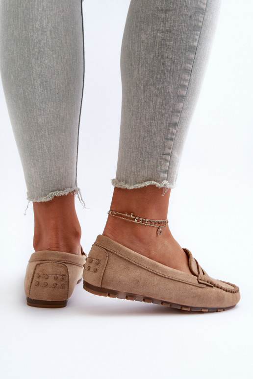 Classic Women's Suede Moccasins Dark Beige Glimris