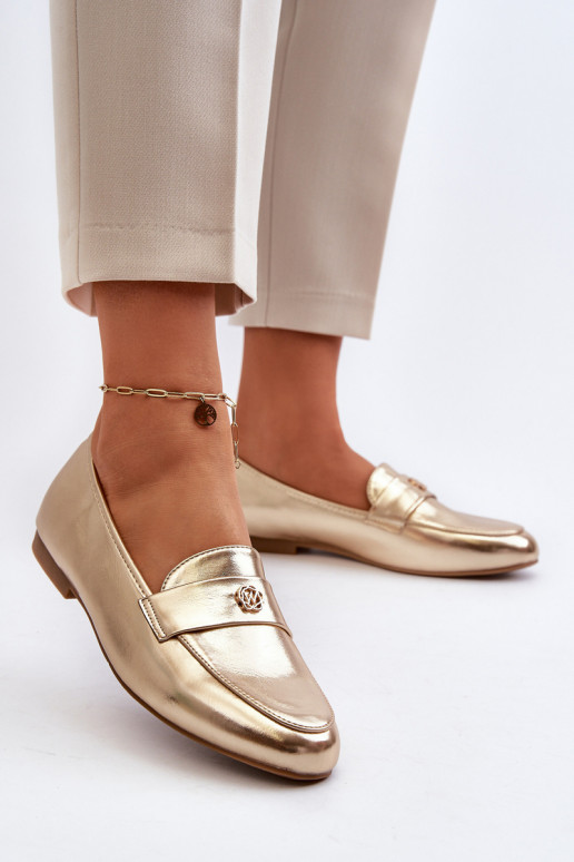 Women's Flat Heel Loafers Gold Sylvaine Women's Flat Heel Loafers Gold Sylvaine