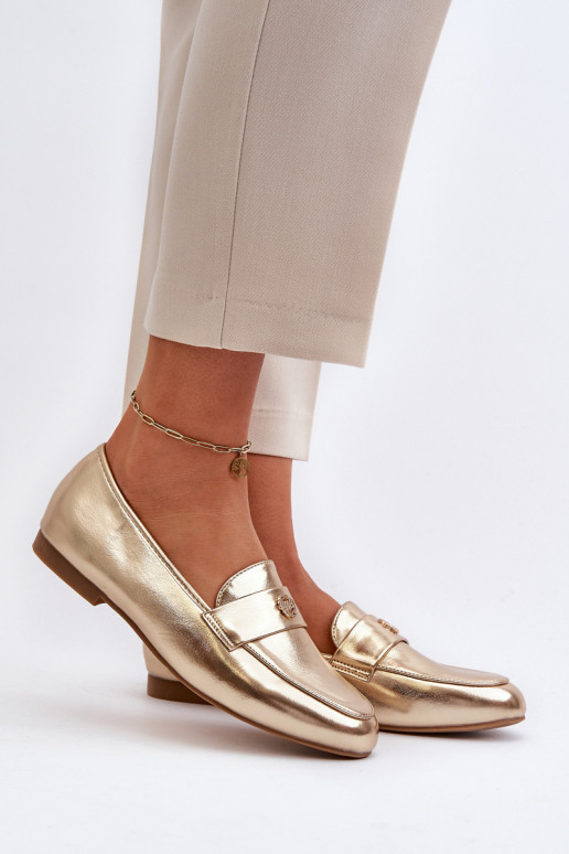 Women's Flat Heel Loafers Gold Sylvaine Women's Flat Heel Loafers Gold Sylvaine