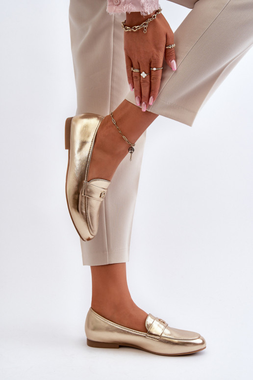 Women's Flat Heel Loafers Gold Sylvaine Women's Flat Heel Loafers Gold Sylvaine