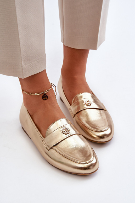 Women's Flat Heel Loafers Gold Sylvaine Women's Flat Heel Loafers Gold Sylvaine