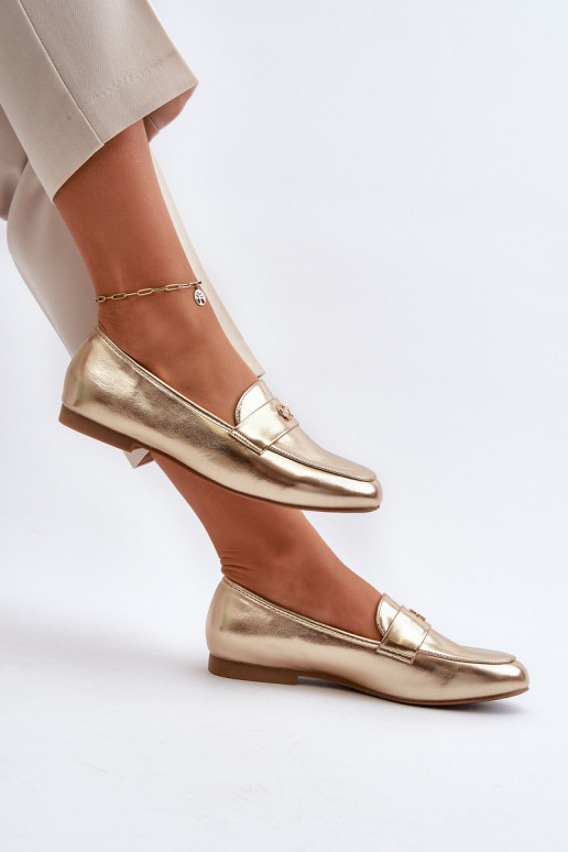 Women's Flat Heel Loafers Gold Sylvaine Women's Flat Heel Loafers Gold Sylvaine